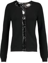 Thumbnail for your product : Love Moschino Faux Leather-Trimmed Stretch-Wool Cardigan