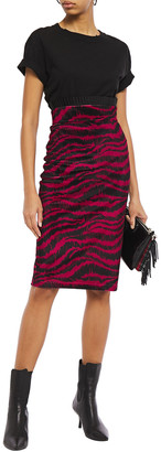 Just Cavalli Zebra-print Stretch-velvet Pencil Skirt