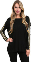 Thumbnail for your product : Minnie Rose Tensilk Beaded Crew Neck Sweater in Black