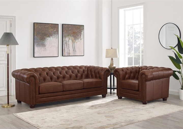 Hydeline USA Hydeline Aliso Top Grain Leather Chesterfield Sofa Set