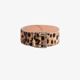 Alaia beige, brown and black animal print wide leather belt