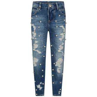 GUESS GuessGirls Blue Distressed Denim Jeans With Pearls