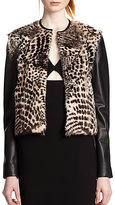 Thumbnail for your product : Alice + Olivia Trix Cropped Leather-Trimmed Fur Jacket