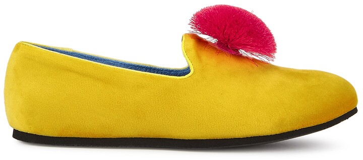 yellow velvet loafers