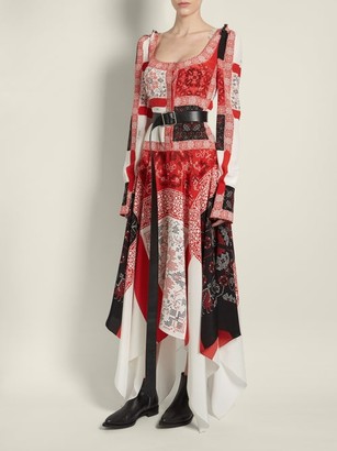 Alexander McQueen Scoop-neck Cross-stitch Print Crepe De Chine Dress - Ivory Multi