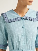 Thumbnail for your product : Luisa Beccaria Ruffled Polka-dot Cotton-blend Midi Dress - Womens - Light Green