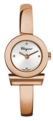 Ferragamo Gancino Bracelet Women's Quartz Watch with Silver Dial and Rose Gold Bangle Bracelet FQ5050014