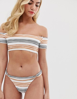 Vix stripe hipster bikini bottom with sliders