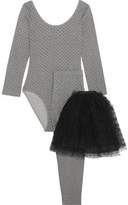 Redvalentino Cotton-Blend Jersey And Swiss-Dot Tulle Top Leggings And Tutu Set