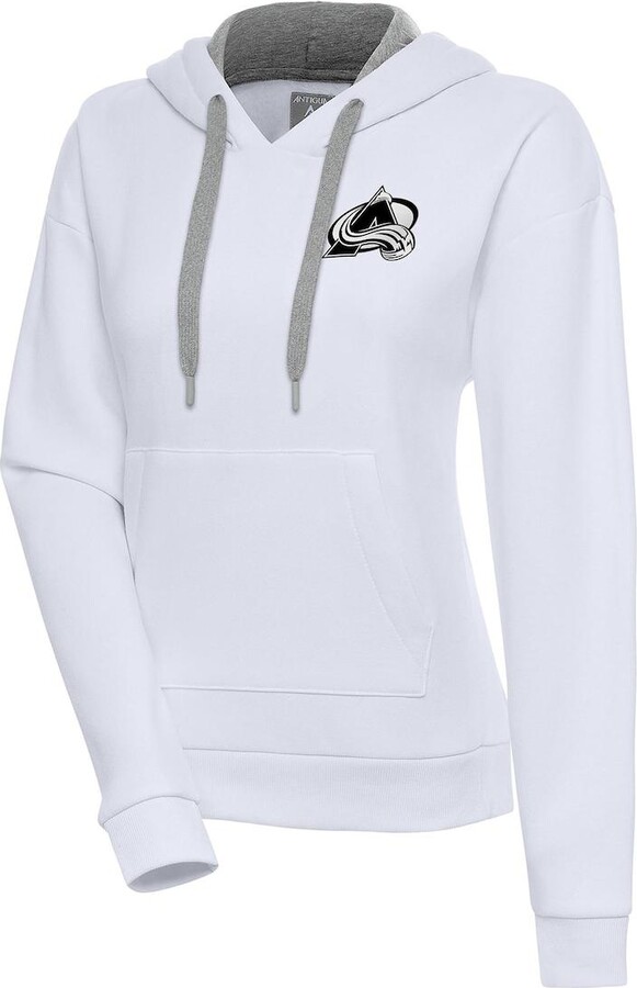 Antigua Women's White Colorado Avalanche Metallic Logo Victory Pullover Hoodie