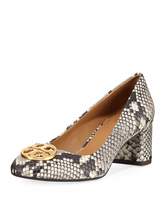 Thumbnail for your product : Tory Burch Chelsea Snake-Embossed Block-Heel Pumps