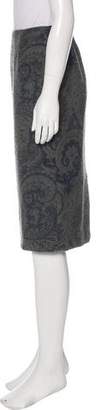 Ralph Lauren Black Label Paisley Wool Knee-Length Skirt