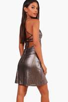Thumbnail for your product : boohoo Metallic Strappy Back Swing Dress