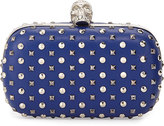 Thumbnail for your product : Alexander McQueen Studded Crystal-Skull Clutch Bag, Blue