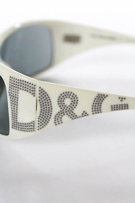Dolce & Gabbana Ivory Black Embellished Rectangular Sunglasses
