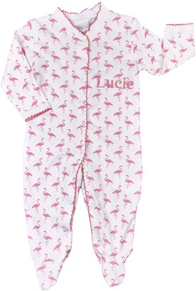The Pyjama Party Baby Girl Flamingo Design Sleepsuit Personalised 0-24 Months 