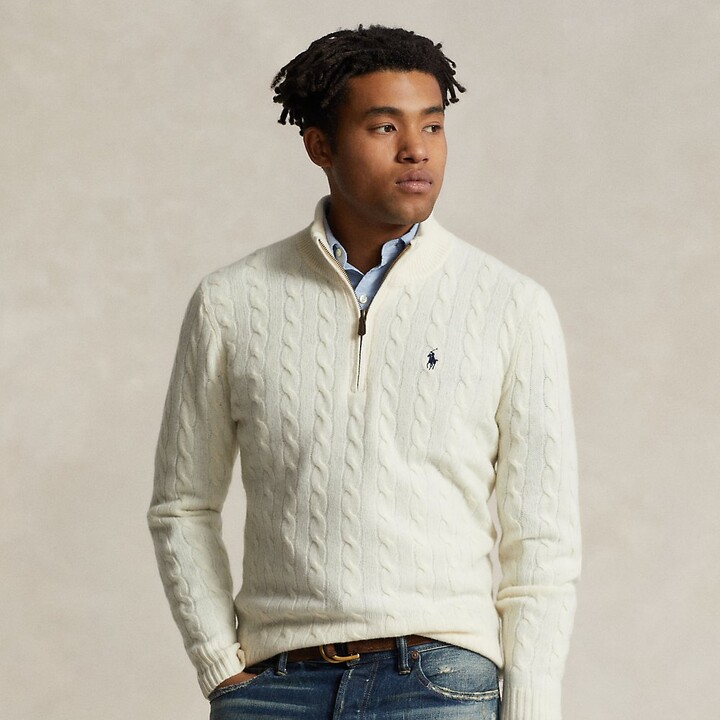 medaillewinnaar Monumentaal discretie Ralph Lauren Men's White Cashmere Sweaters | ShopStyle