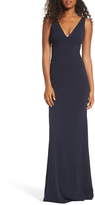 Thumbnail for your product : Katie May Mischka V-Neck Crepe Gown