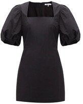 Thumbnail for your product : Frame Nina Puffed-sleeve Cotton-poplin Mini Dress - Black