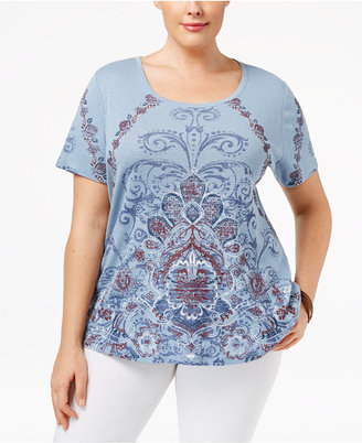 Style&Co. Style & Co Plus Size Scroll-Print Top, Created for Macy's
