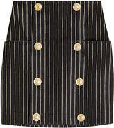 Balmain Striped Skirt with Embossed Buttons