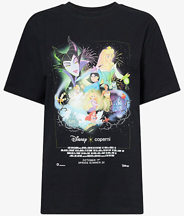 Coperni Womens Black Disney x Boxy Graphic-Print Cotton-Jersey T-Shirt L
