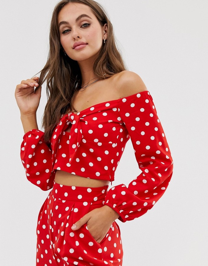 polka dot bardot top