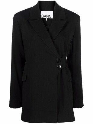 Ganni Relaxed Off-Centre Button-Front Suit Blazer