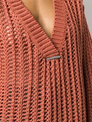 Brunello Cucinelli V-neck open knit sweater