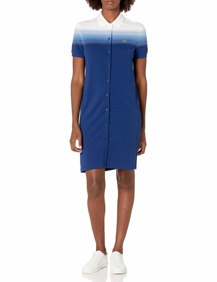 Lacoste Women's Short Sleeve Button Down Ombre Polo Dress - ShopStyle