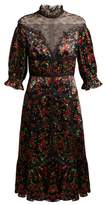 Thumbnail for your product : Valentino Panelled Floral Print Satin Dress - Womens - Black Multi