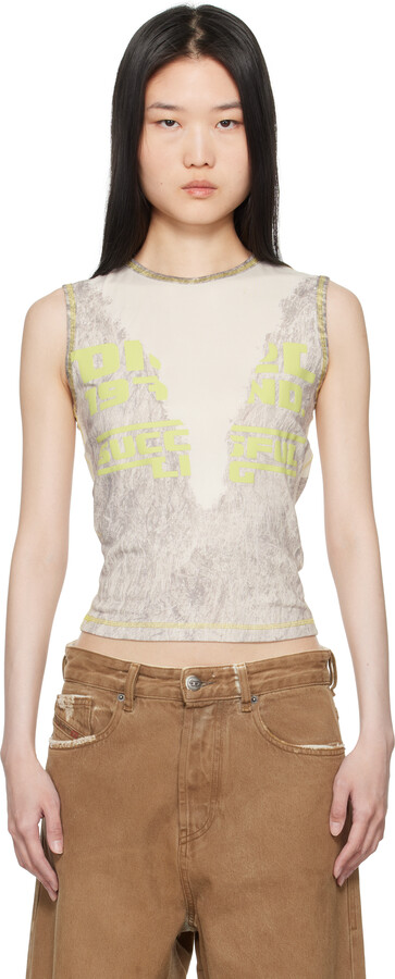 Diesel Gray & White T-Melya Tank Top