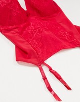 Thumbnail for your product : Figleaves juliette fuller bust plunge lace basque in red