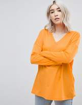 Thumbnail for your product : ASOS Design Top With V-Neck In Oversized Lightweight Rib In Orange