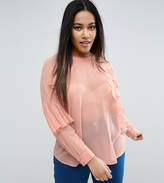 Thumbnail for your product : ASOS Curve CURVE Sheer Top with Raw Edge Ruffle