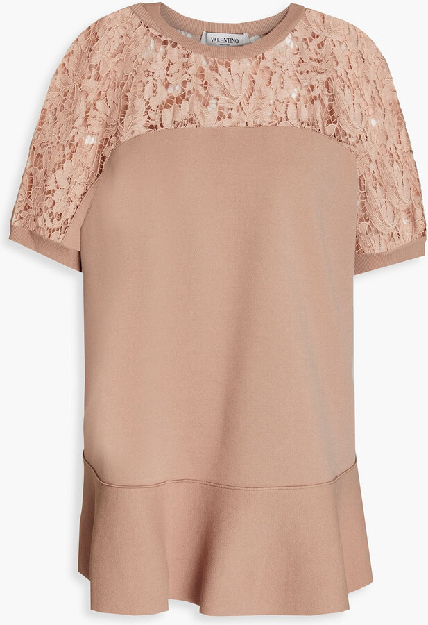 Valentino Garavani Corded lace-paneled stretch-knit top