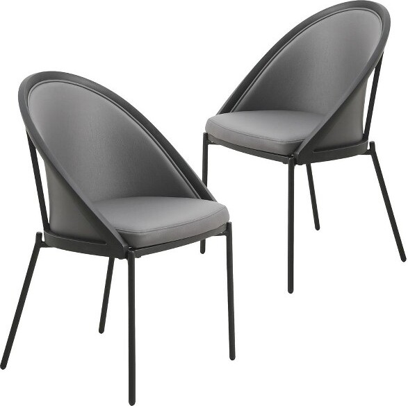 LeisureMod LeisureModUrbaneCollectionUpholsteredDiningChairSetof2–VinylSeatwithStainlessSteelLegsModernKitchenDiningRoomCafeSeating