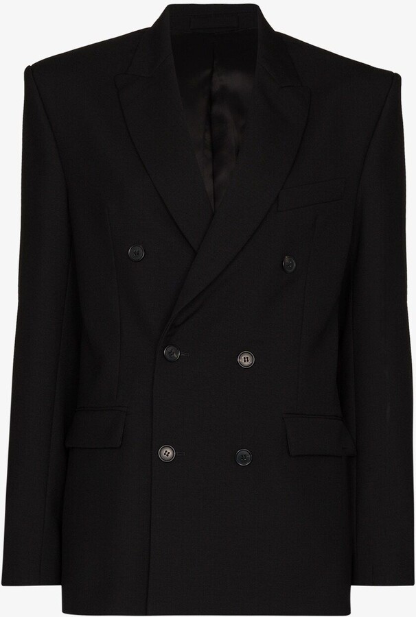 Wardrobe NYC Black Double-Breasted Wool Blazer