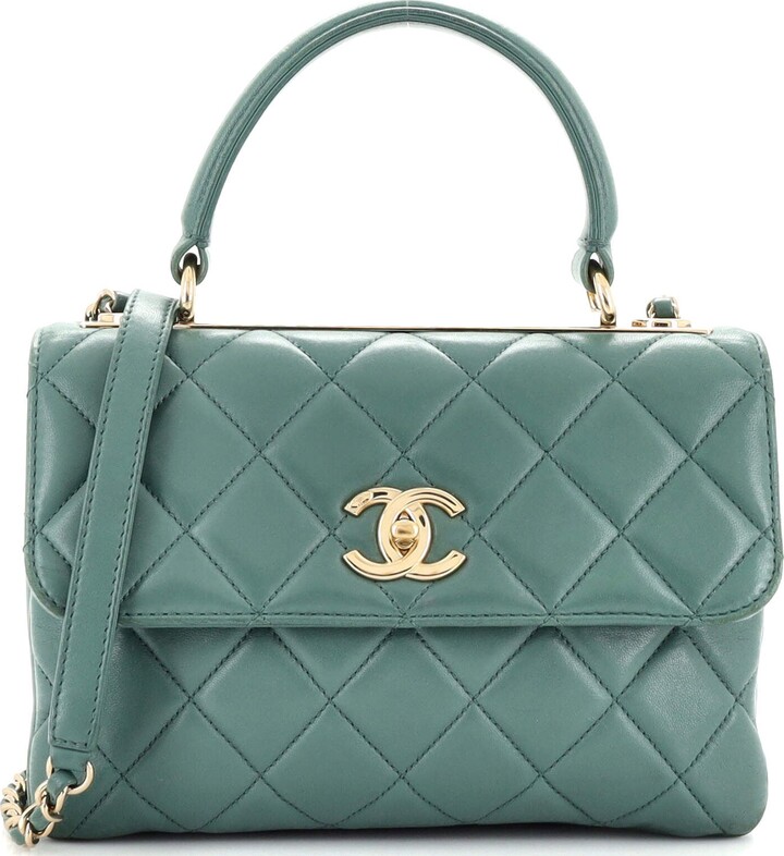 Quilted Lambskin Leather Top Handle Satchel