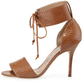 Thumbnail for your product : Manolo Blahnik Olli Snake Laced-Cuff Sandal