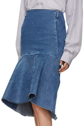 Balenciaga Blue Denim Godet Skirt