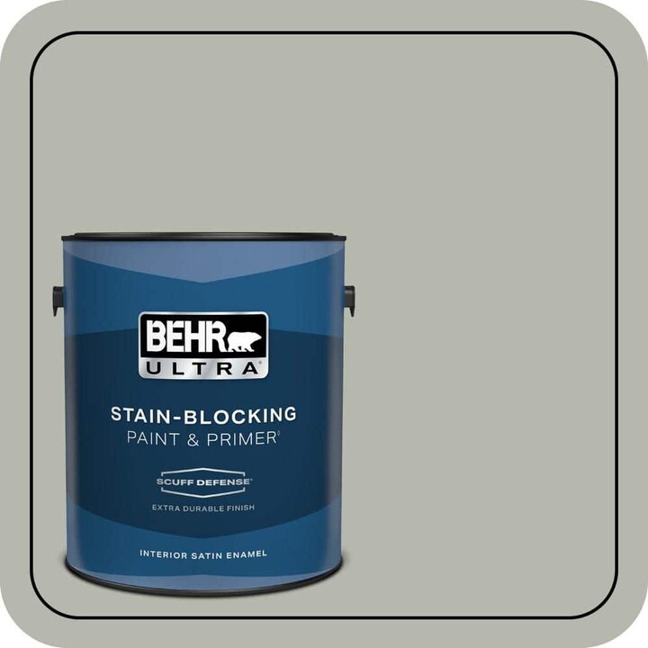 BEHR ULTRA 1 gal. #ECC-27-2 Stone Mill Extra Durable Satin Enamel Interior Paint & Primer