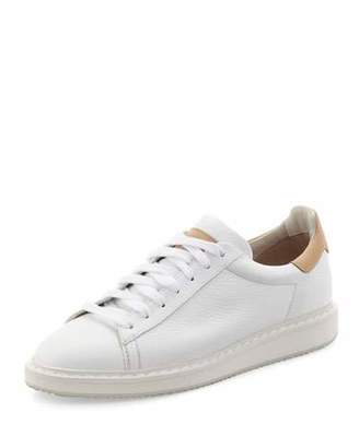 Brunello Cucinelli Men's Leather Sneakers, White