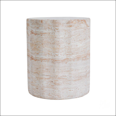 Latitude Run Outdoor/Indoor Lightweight Concrete Side Table With Elegant Travertine Finish For Versatile Use And Durability