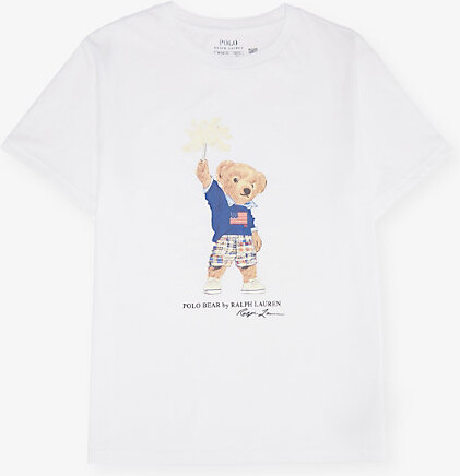 Polo Ralph Lauren Pf24 White Hyannis Bear Boys' Bear-Print Cotton-Jersey T-Shirt S