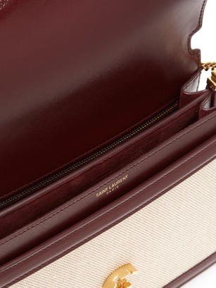 Saint Laurent Cassandra Leather-trimmed Canvas Shoulder Bag - Beige Multi
