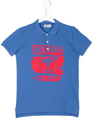 Moschino Kids Teen logo print polo shirt