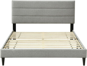 Latitude Run Twin Sized Upholstered Bed In A Box With - Gray Headboard Channel And Upholstery