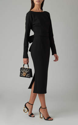 Dolce & Gabbana Bow-Detailed Wool-Blend Crepe Midi Dress