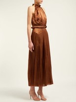 Thumbnail for your product : Raquel Diniz Aiko Polka-dot Silk-satin Dress - Brown White